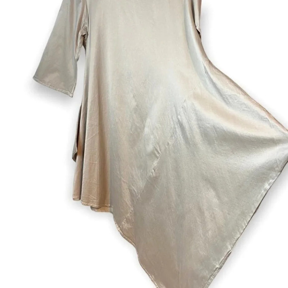 bryn Walker Beige  Asymmetrical 3/4 Sleeve Tunic Dress - Picture 7 of 12